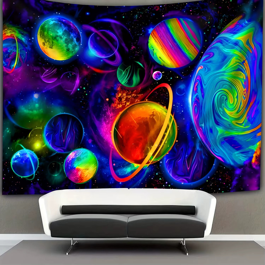VIKAMA Cosmic Planet Wandteppich in Multicolour, moderner abstrakter Grafik-Wandteppich aus Textil - Bild 2