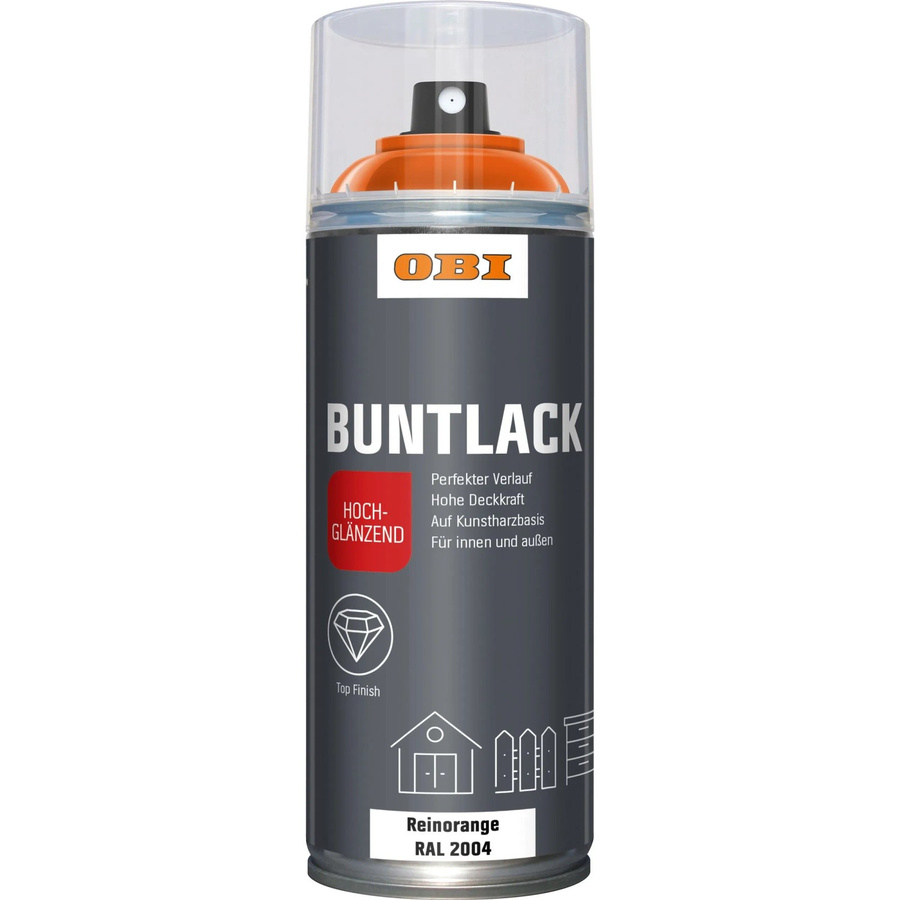 OBI Buntlack Spray RAL 2004 Reinorange hochglänzend 400 ml - Bild 2