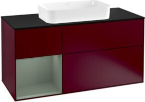 V&B Waschtischunterschrank Finion mit Wandbeleuchtung, Platin Schwarz Matt, B/T/H: 120 x 50,1 x 50,1 cm - Bild 1