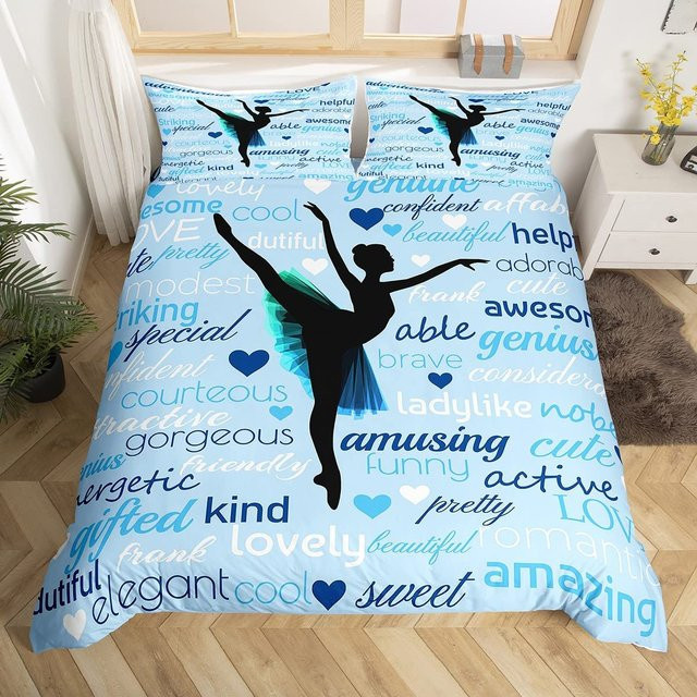 Bettwäsche Set Binchi Outdoor Product mit Ballett Silhouette Design, Blau, Polyester, B/H: 150 x 200 cm - Bild 1