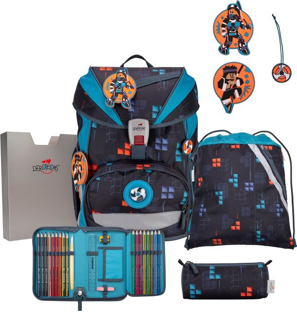 DerDieDas ErgoFlex Schulrucksack-Set 5-teilig mit Sportbeutel Ninja Fighter in Blau und Multicolour - Bild 1