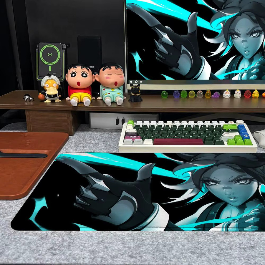 V-Valorant Art Jett Mauspad XXL rutschfeste Gamer-Tastaturmatte in Schwarz und Multicolour, B/T: 90 x 40 cm - Bild 3