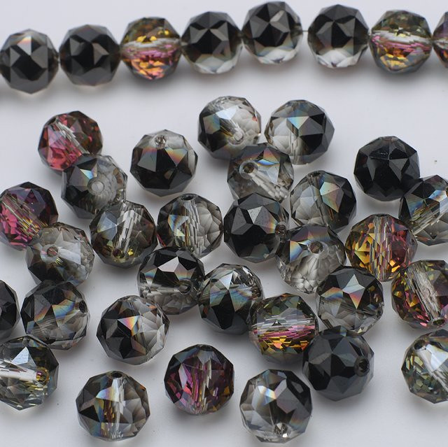 Distanzperlen Kristallglas, Rundschliff, AB-Farben, 8 mm, 10 mm - Bild 1