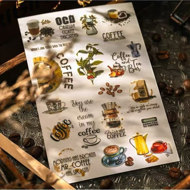 Hobbisland Vintage Kaffee Moka Pot Rub-on Transferaufkleber in Multicolour für Scrapbooking und Basteln - Bild 1