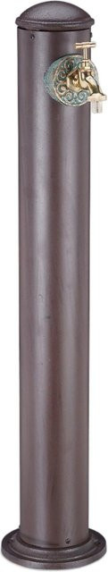 Relaxdays Wasserzapfsäule aus Aluminium und Stahl in Braun mit Wasserhahn, Höhe: 91 cm, Durchmesser: 17 cm - Bild 1
