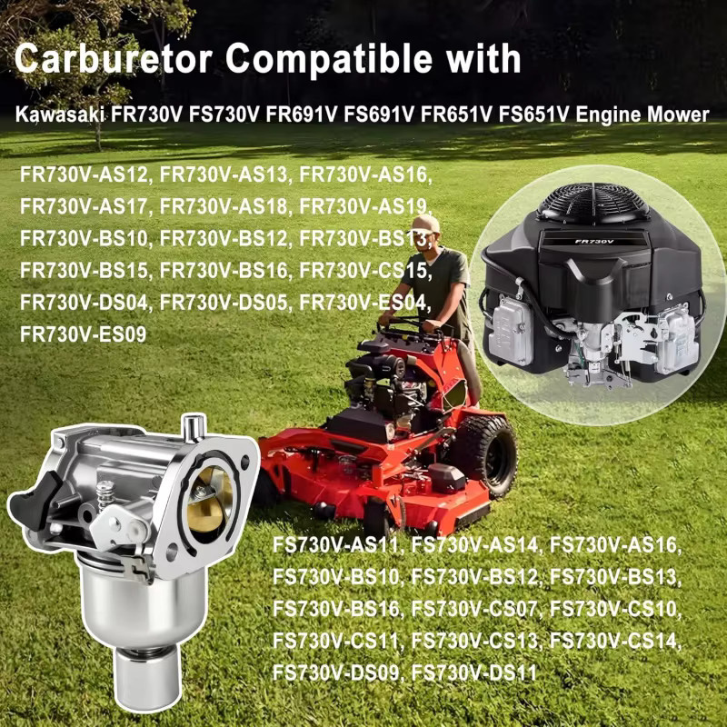 Kawasaki Vergaser mit Kraftstoffpumpe und Luftfilter sowie Vergaser-Überholungskit für 23 PS Motoren, Farbe: Silber - Bild 3