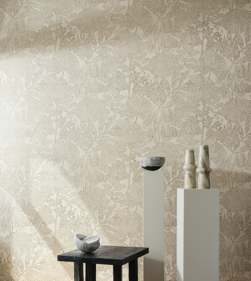 Essentials by Arte Tapete Hortus 30351 in Beige mit floralem Naturmotiv und Kork-Struktur - Bild 1