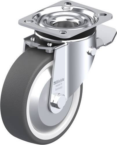 Blickle Lenkrolle LK-POTH 125R-1-ST-FA mit Feststeller in Silber, Rad-Durchmesser: 125 mm, Tragfähigkeit: 350 kg - Bild 1