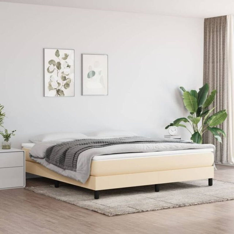 vidaxl Boxspringbett mit Matratze aus Stoff in Beige, B/T: 180 x 200 cm - Bild 1
