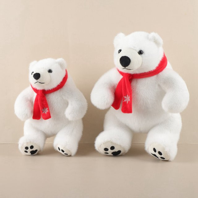 MIAOOWA Eisbär Plüschtier, mit rotem Schal, Weiß, Rot - Bild 1