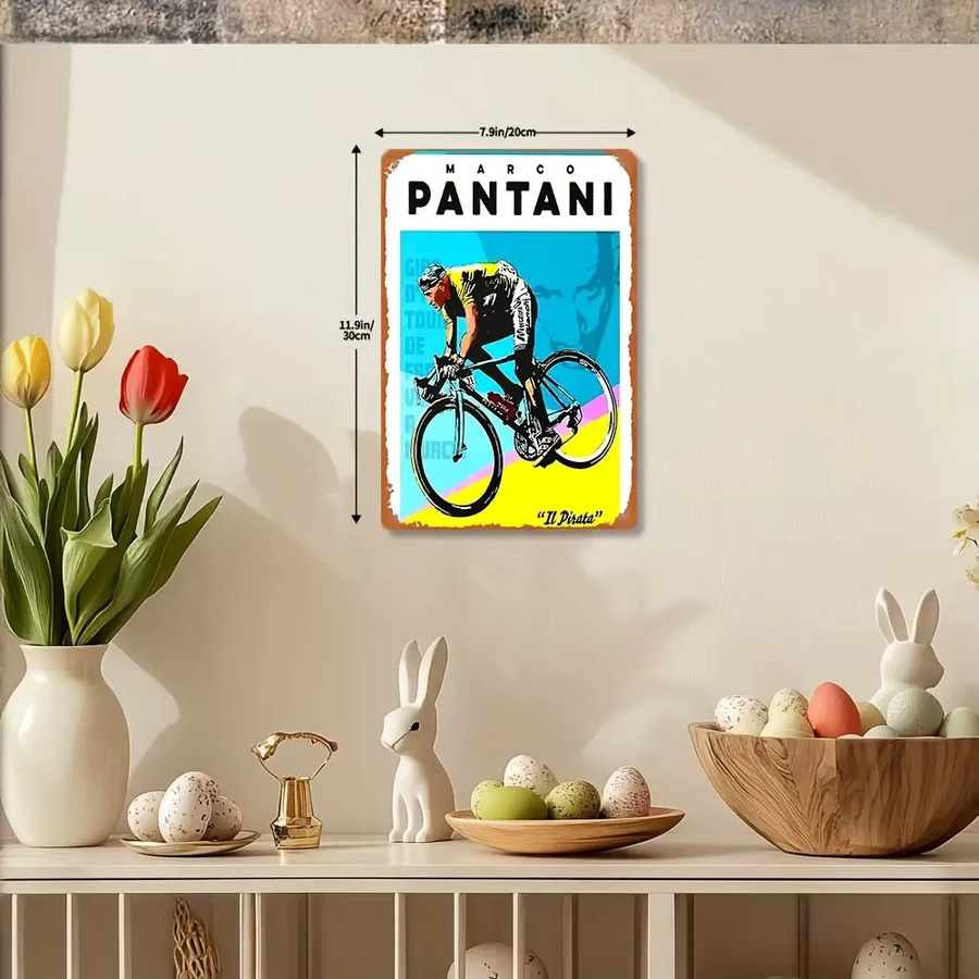 Vintage Marco Pantani Metall-Fahrradschild CIFBUY als Retro-Wanddekoration, Mehrfarbig, Breite: 20,32 cm, Höhe: 30,48 cm - Bild 4
