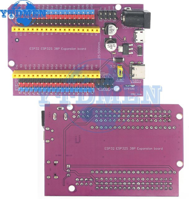 YTDMEN ESP32S 38Pin Erweiterungskarte in Lila für ESP32 Entwicklungsboards mit Wifi und Bluetooth - Bild 1
