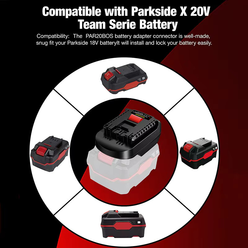 ALASICKA Akku-Adapter PAR20BOS in Schwarz zur Nutzung von Parkside 20 V Li-Ionen-Akkus mit Bosch BAT 18 V Li-Ionen-Elektrowerkzeugen - Bild 4