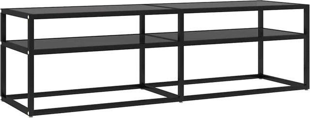 vidaXL TV-Schrank modern in Schwarz aus Hartglas und pulverbeschichtetem Stahl, B/T/H: 140 x 40 x 40,5 cm - Bild 1