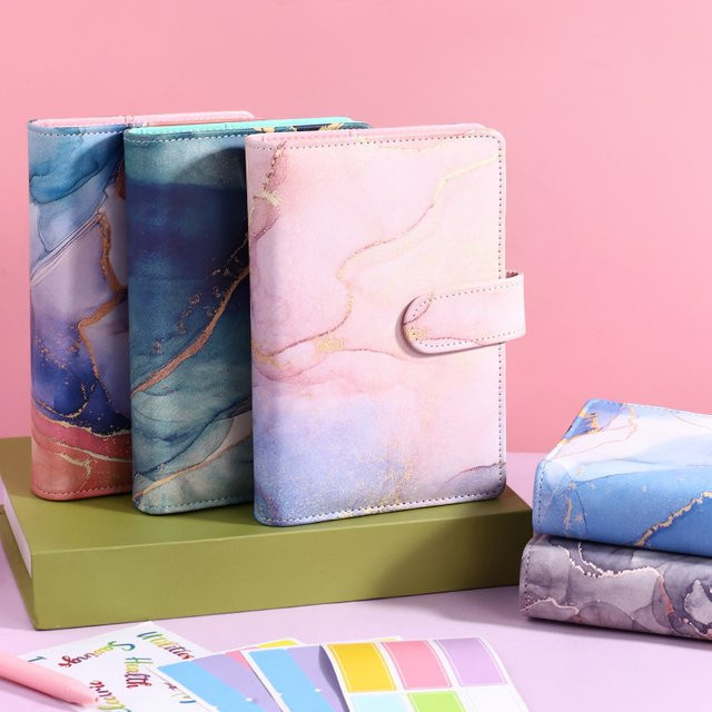Coliky Budget Planer Binder Abdeckung mit buntem Marmor-Design für A6 und A7 Agenda und Tagebuch - Bild 1