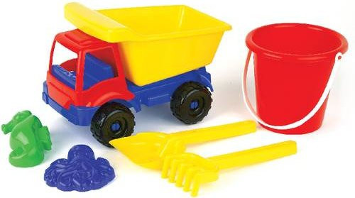 Vedes Sand Lkw + Sandgarnitur, 6-tlg, bunt / mehrfarbig, Kunststoff - Bild 1