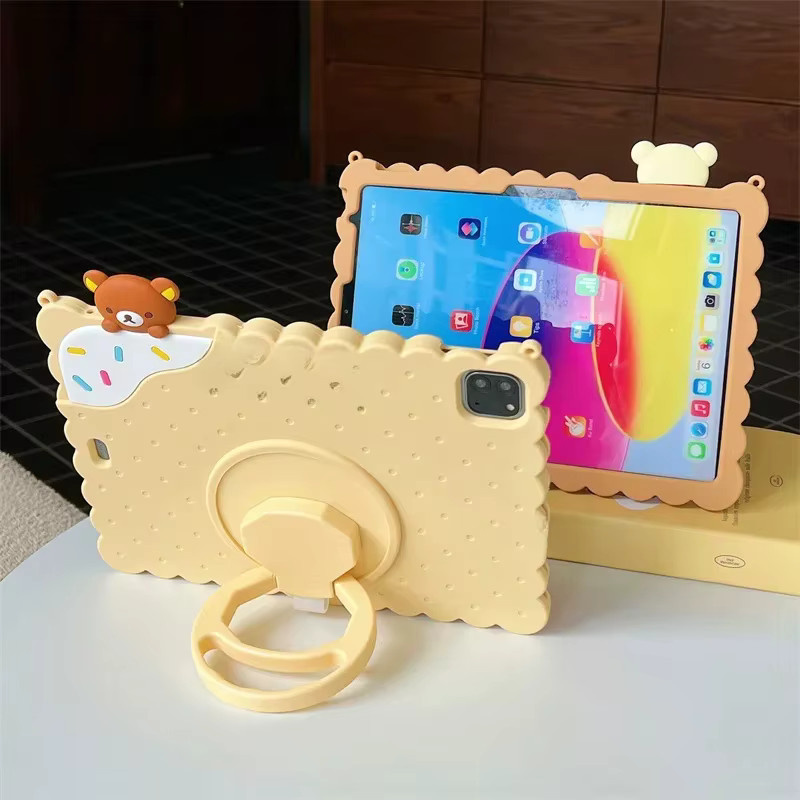 Apple iPad Schutzhülle mit Cartoon Bär und Kekse Design für iPad Pro, Air und Mini - Bild 2