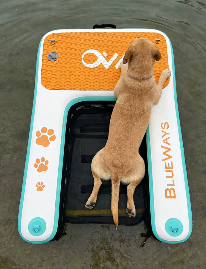 XMSJ Aufblasbare Hunderampe aus PVC, rutschfeste schwimmende Hundeplattform für Pool, See, Dock und Teich in Multicolour - Bild 5