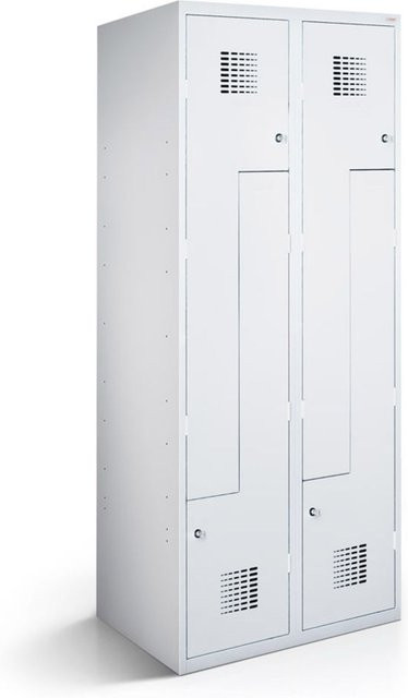 rotstahl Z-Spind mit 4 Türen in Hellgrau, B/T/H: 60 x 50 x 180 cm - Bild 1