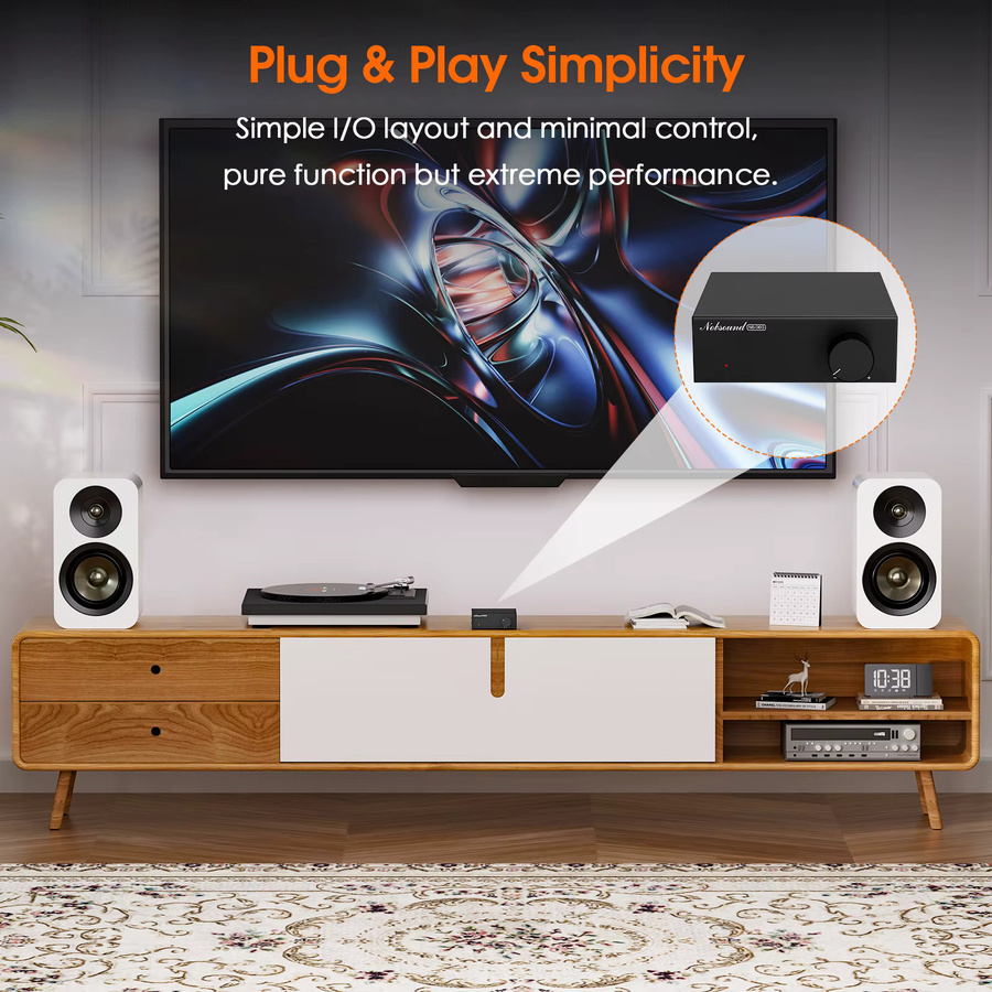 Nobsound NS-06G HiFi Digitalverstärker TPA3116 mit Netzteil, 2.0 Kanal, Schwarz - Bild 3