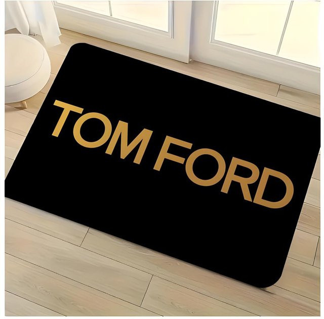 Waschbare Flanell-Fußmatte von T-Tom Ford in Schwarz und Weiß, rutschfest und saugfähig für den Innenbereich - Bild 1