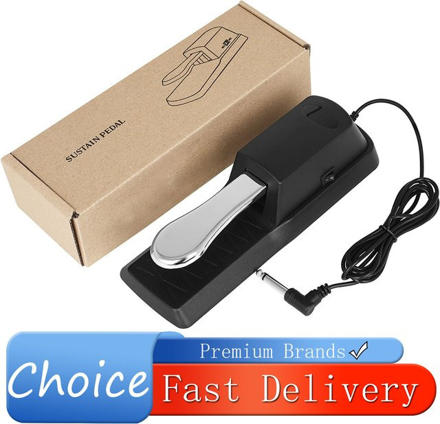 IRIN Sustain-Pedal für elektronische Klaviere und Tastaturen, Universal Dämpfer-Pedal in Schwarz - Bild 1