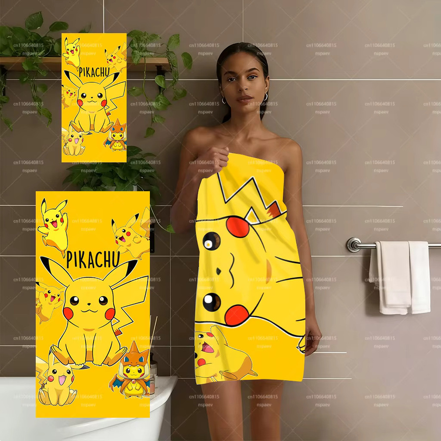 Potdemiel Pikachu Pokemon Strandtuch aus Mikrofaser in Gelb für Kinder und Erwachsene - Bild 2
