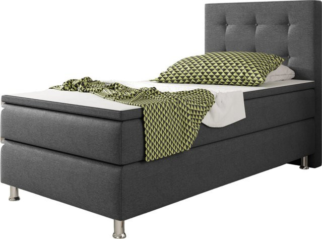 Inter Trading Boxspringbett Köln in Anthrazit mit Taschenfederkern, B/T: 90 x 200 cm - Bild 1