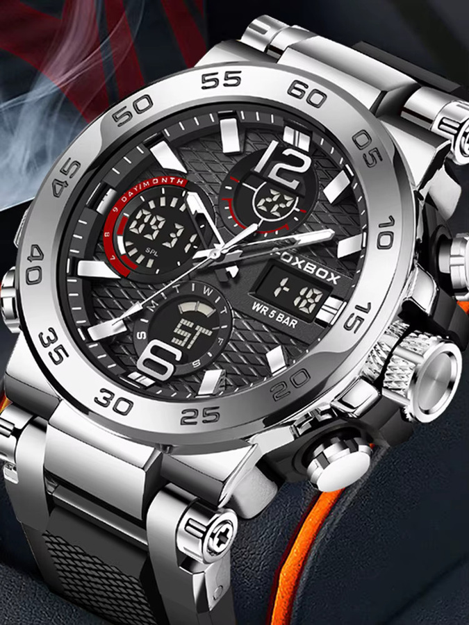 FOXBOX Digitaluhr, Chronograph, Silikon, Schwarz, Herren - Bild 7
