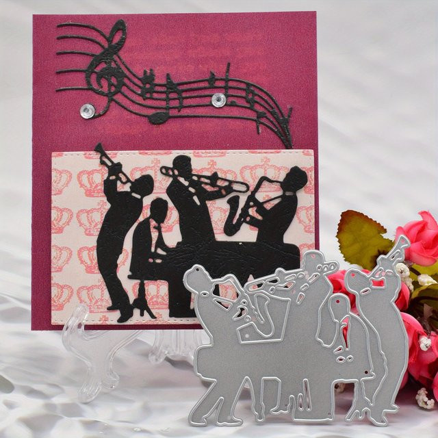 Metall-Schneidwerkzeug mit Musikband- und Orchester-Motiv in Silber für DIY Scrapbooking und Bastelarbeiten - Bild 1