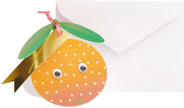 Rico Design Paper Poetry Karte mit Wackelaugen in Orange, Format A7/C7 - Bild 1