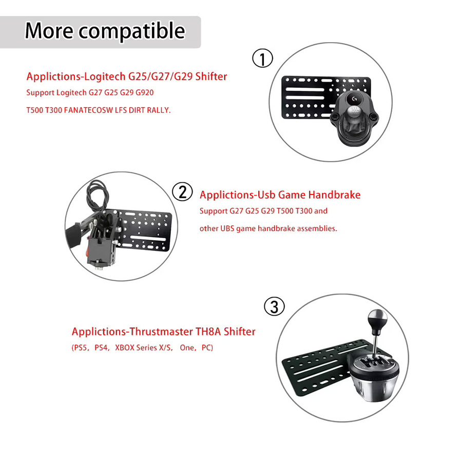 Universal USB Handbremse Halterung Platte für Logitech G27 G25 G29 G920 T500 T300 und Thrustmaster TH8A Shifter in Schwarz - Bild 3