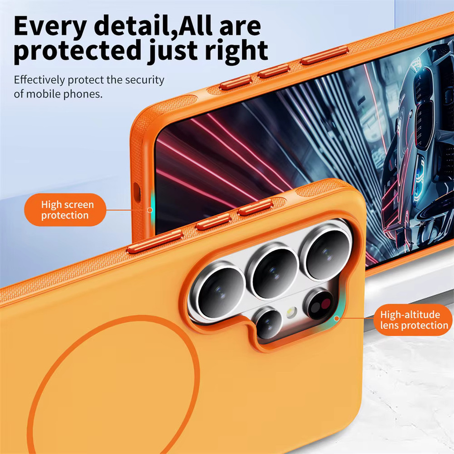 Magnetische und faltbare Schutzhülle für Samsung Galaxy S26 S25 FE S24 S23 Ultra Plus in Orange mit MagSafe-Kompatibilität - Bild 4