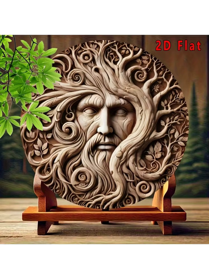 Rundes Wandschild aus Metall von Potdemiel im Boho-Stil mit Baumgeist-Design in Braun, Durchmesser: 20 cm - Bild 7