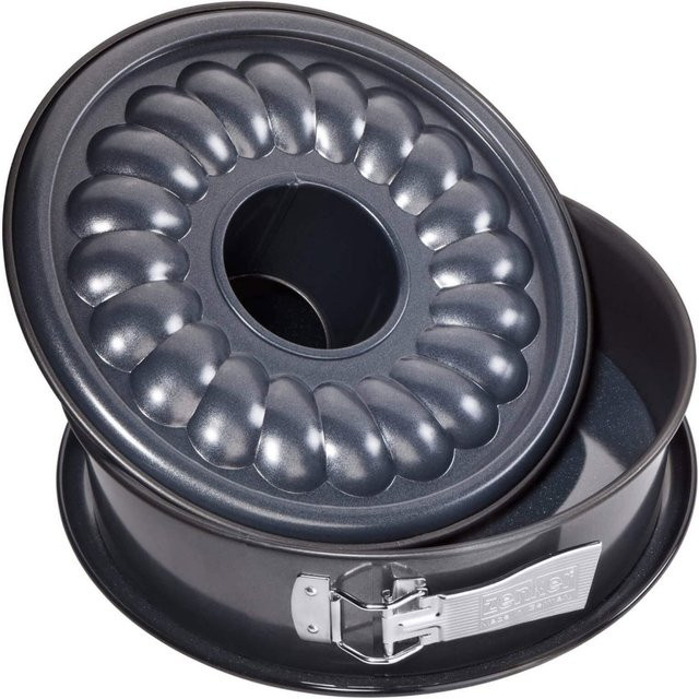 Zenker Springform Deluxe mit Flach- und Rohrboden sowie Auslaufschutz, Durchmesser: 26 cm, Schwarz-Grau, Antihaftbeschichtet - Bild 1