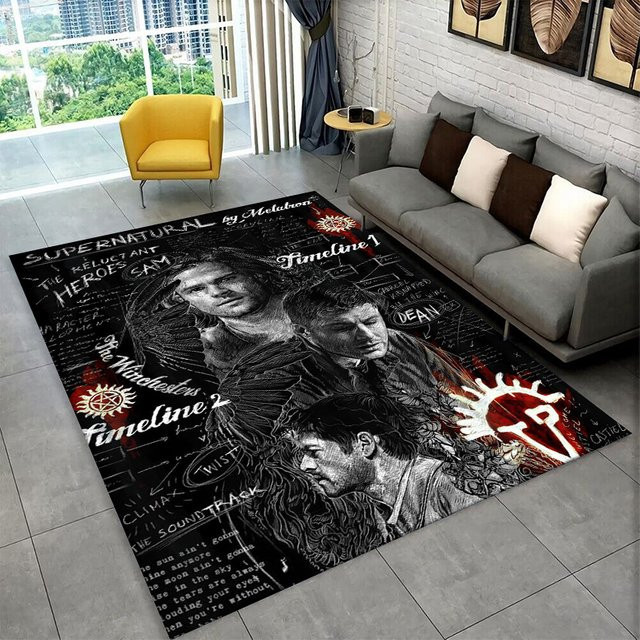 MINISO Supernatural Dean Sam TV-Teppich, rechteckig, Schwarz, rutschfest, B/T: 60 x 40 cm - Bild 1