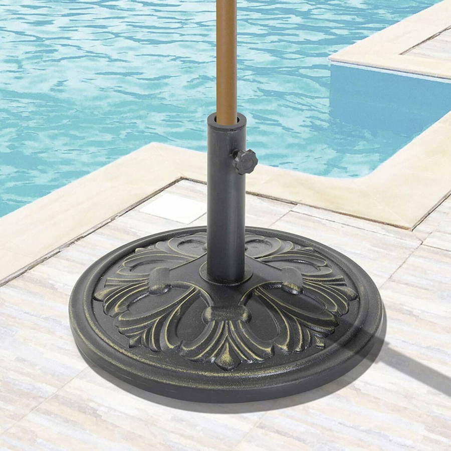 Outsunny Sonnenschirmständer in Bronze mit geflochtenem Korbdesign aus Metall und Zement, B/T/H: 48 x 48 x 34 cm - Bild 3