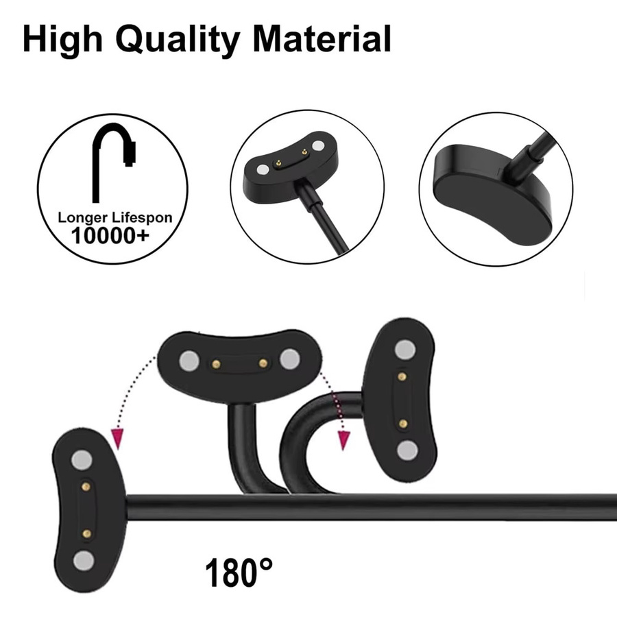 Hujerl USB-Ladekabel für Ticwatch Pro 5 3, Ticwatch E3, Ticwatch Pro X, Ticwatch Pro 3 LTE und Pro 3 Ultra, USB-A auf USB-C, Schwarz, 1m - Bild 3