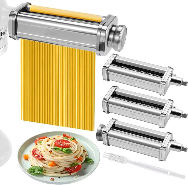 KitchenAid Nudelaufsatz in Silber mit Nudelwalze und Schneiderset für Teigblätter - Bild 1