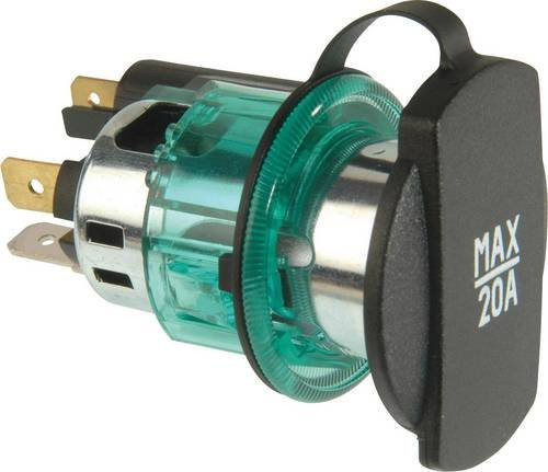 ProCar Power-Steckdose mit Spannhülse in Grün für Zigarettenanzünderstecker mit maximal 20A Belastbarkeit - Bild 1