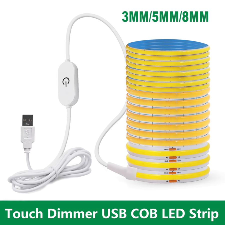 GAHADA COB LED-Streifen mit Touch-Schalter, RGB Multicolour USB 5V, flexibles Lineares Licht für TV-Hintergrundbeleuchtung und Wohnzimmer - Bild 4
