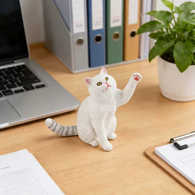 Oenux Katzenmodell, Kätzchen-Figur, Grau, Kunststoff - Bild 2