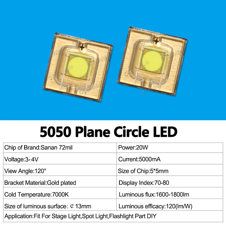 LED-Chip XML 5050 SMD Einzeldiode 20W in Blau für Taschenlampen und Laserlicht - Bild 2