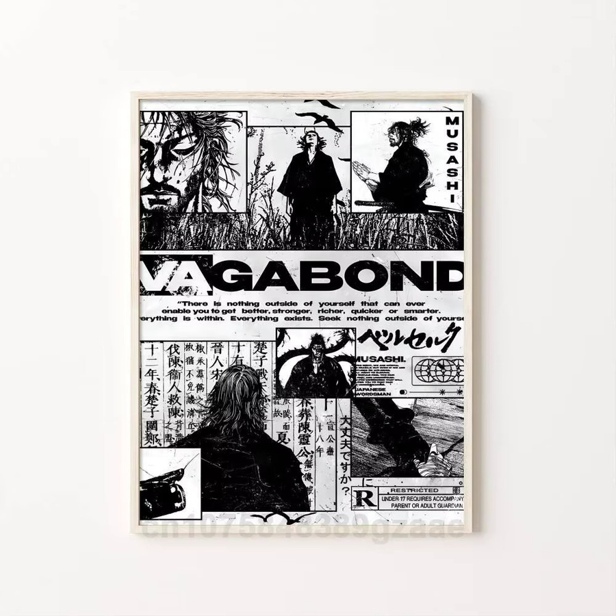 Kayou Japanischer Anime Vintage Manga Miyamoto Musashi Vagabond Bushido Krieger Poster Kunstdruck aus Papier - Bild 7