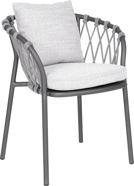 Stern Sessel Klea Aluminium Anthrazit mit Kordel Stone und perlgrauem Polyacryl-Kissenset - Bild 1