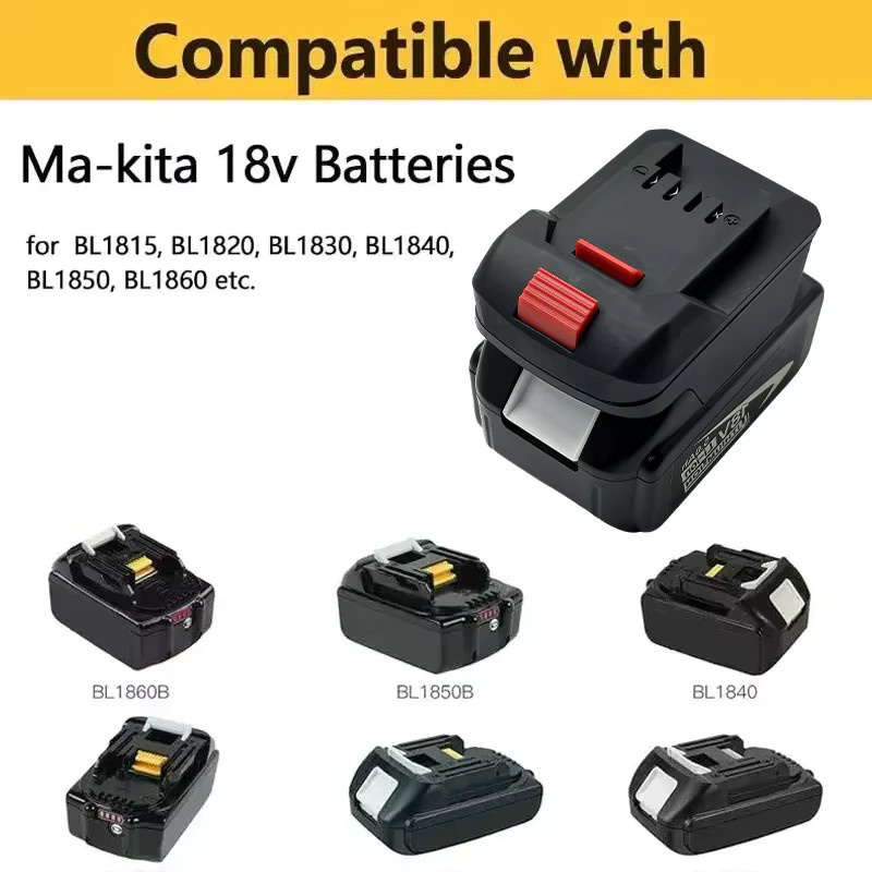 Akku-Konverter für Makita 18 V Lithium-Akkus zur Nutzung mit Parkside X20V Li-Ion Elektrowerkzeugen, Farbe: Schwarz - Bild 3