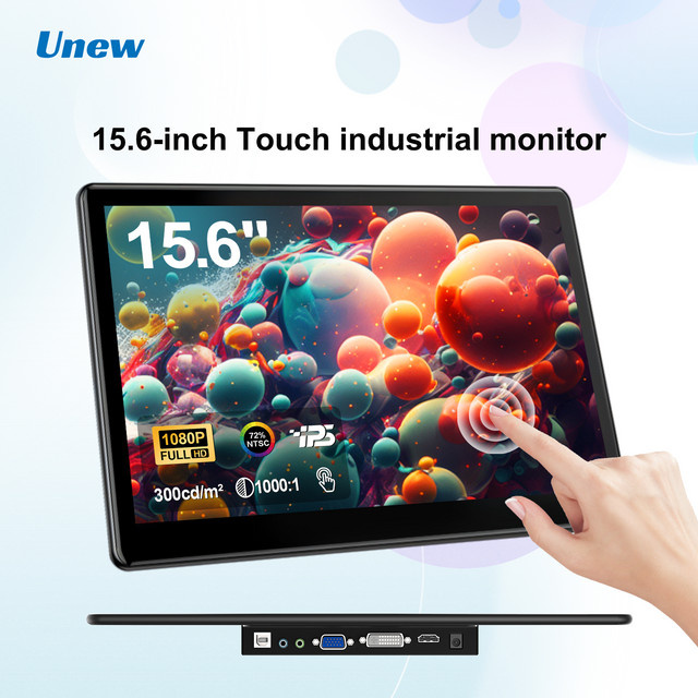Unew Premium 15,6 Zoll Touch-Monitor Full HD 1080P in Schwarz mit HDMI, VGA, USB und AV Anschlüssen sowie VESA-Halterung 75 x 75 mm - Bild 1