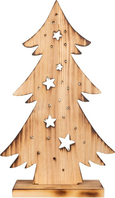 Näve Outdoor LED Weihnachtsdeko Tannenbaum aus Holz in Beige und Braun, Höhe: 47 cm - Bild 1
