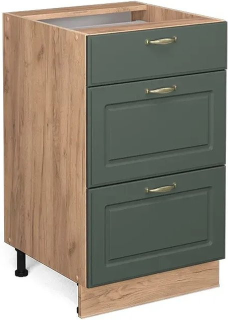 Vicco Küchenunterschrank Fame-Line in Grün-Gold im Landhausstil, Breite: 50 cm - Bild 1