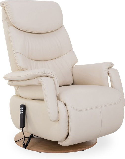 Relaxsessel Mondo Relaks in Beige mit Kunstleder und Eichenholz-Gestell - Bild 1